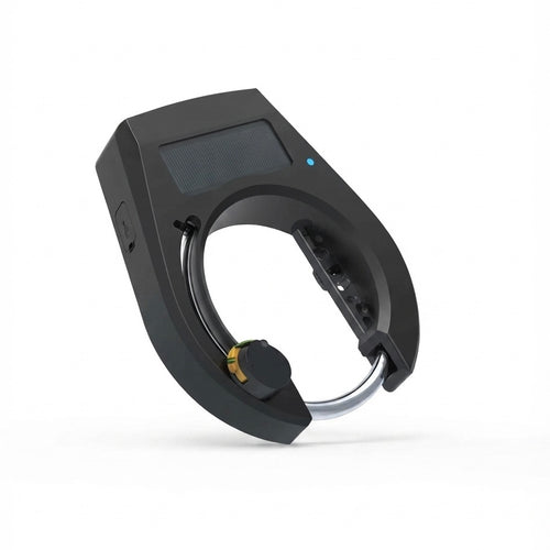 Smart Bluetooth bicycle lock with solar charging and proximity unlock, black