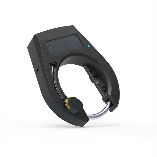 Smart Bluetooth bicycle lock with solar charging and proximity unlock, black