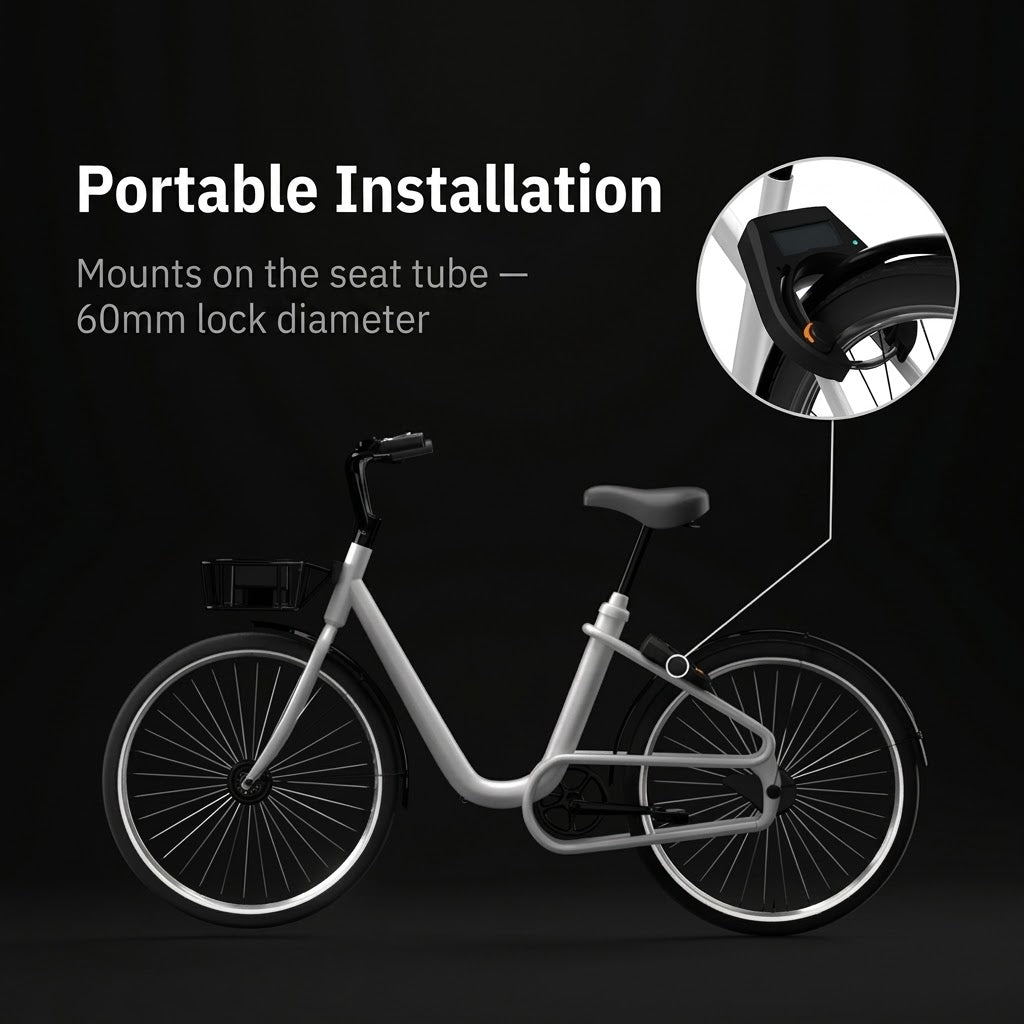 Smart Bluetooth bicycle lock with solar charging and proximity unlock, black