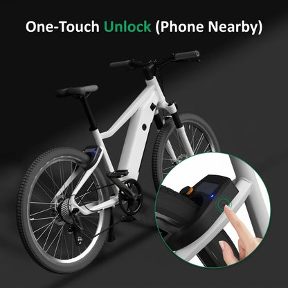 Smart Bluetooth bicycle lock with solar charging and proximity unlock, black
