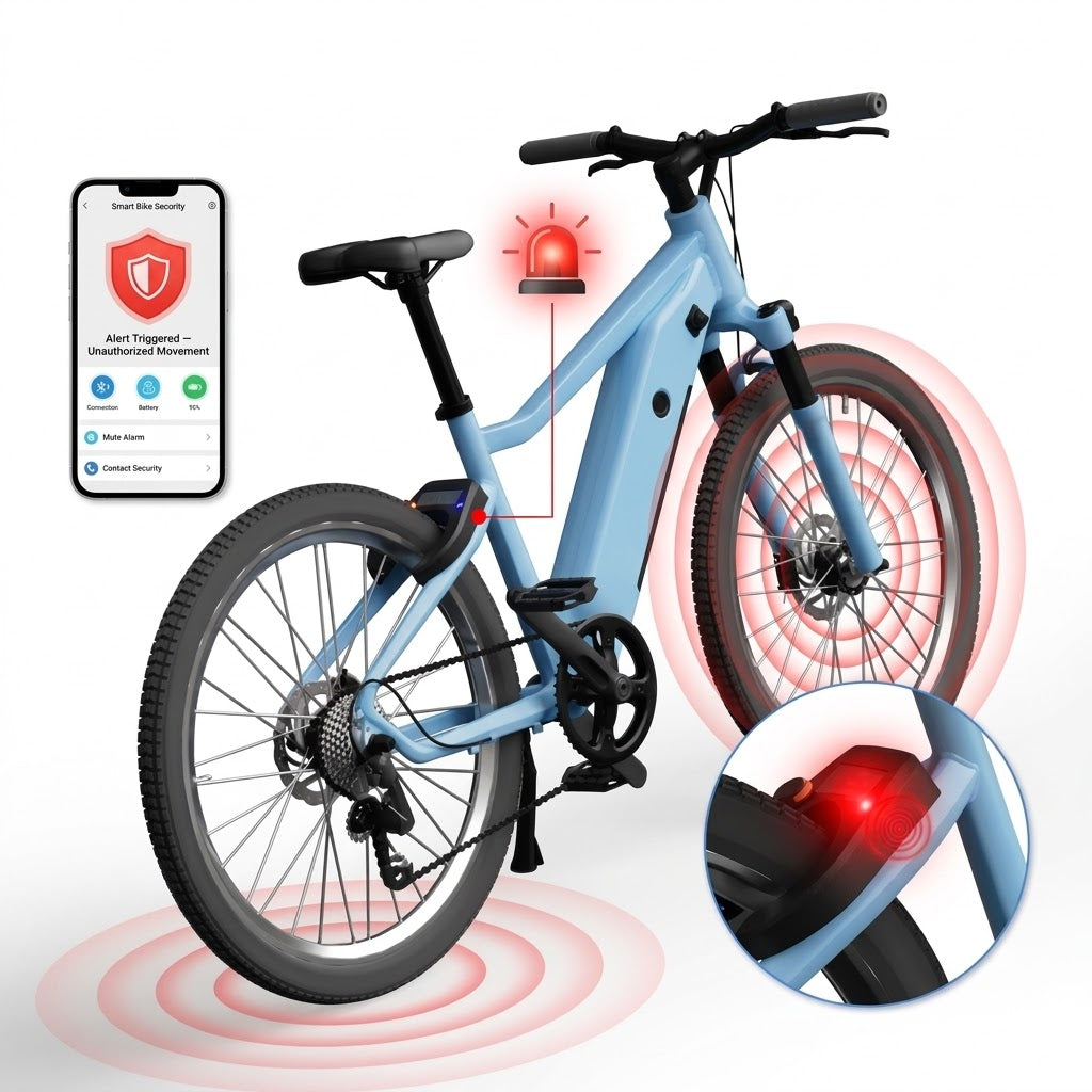 Smart Bluetooth bicycle lock with solar charging and proximity unlock, black