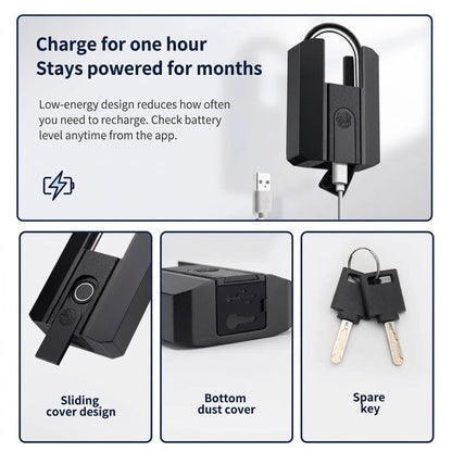 Smart Bluetooth padlock with fingerprint and app control, IP67 waterproof