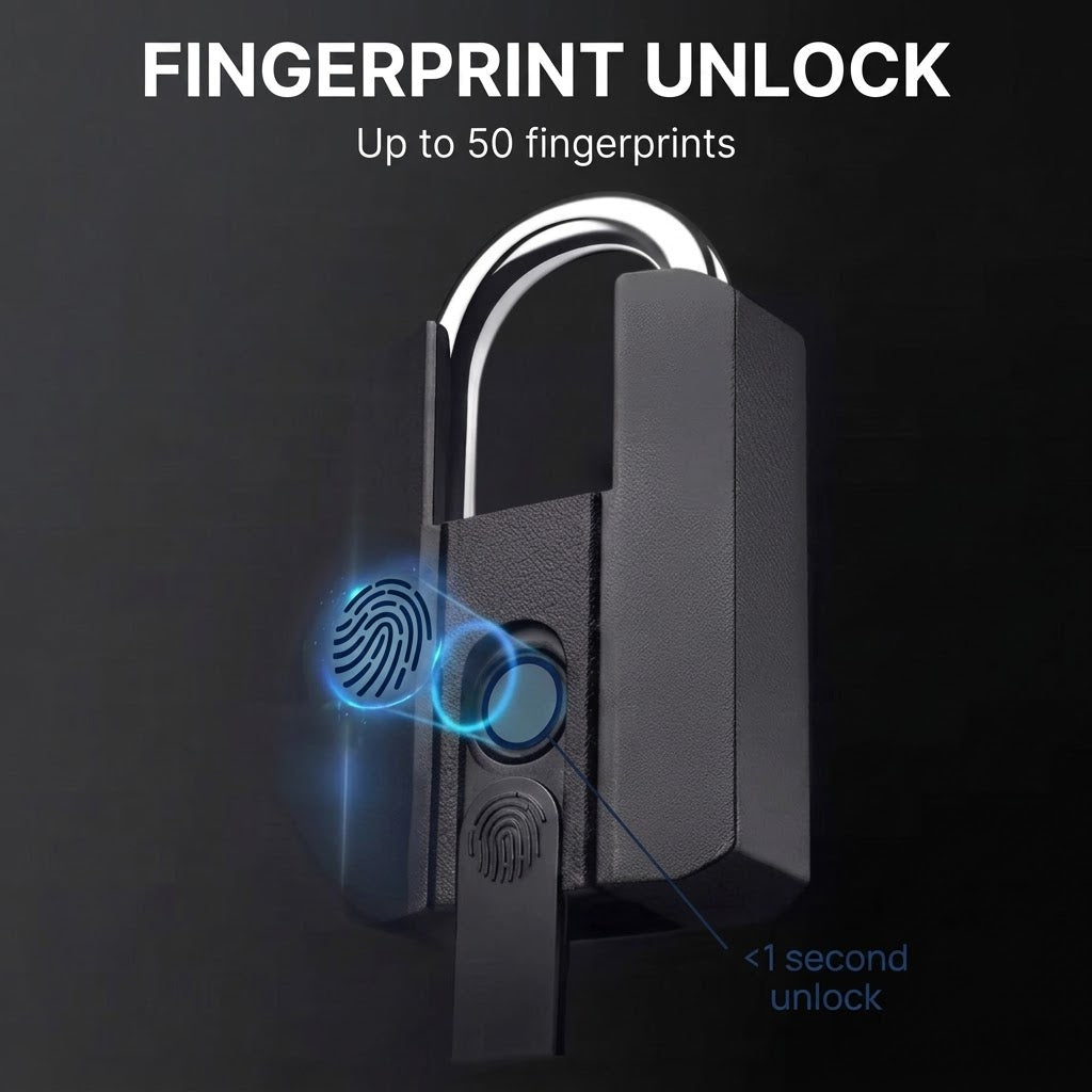 Smart Bluetooth padlock with fingerprint and app control, IP67 waterproof