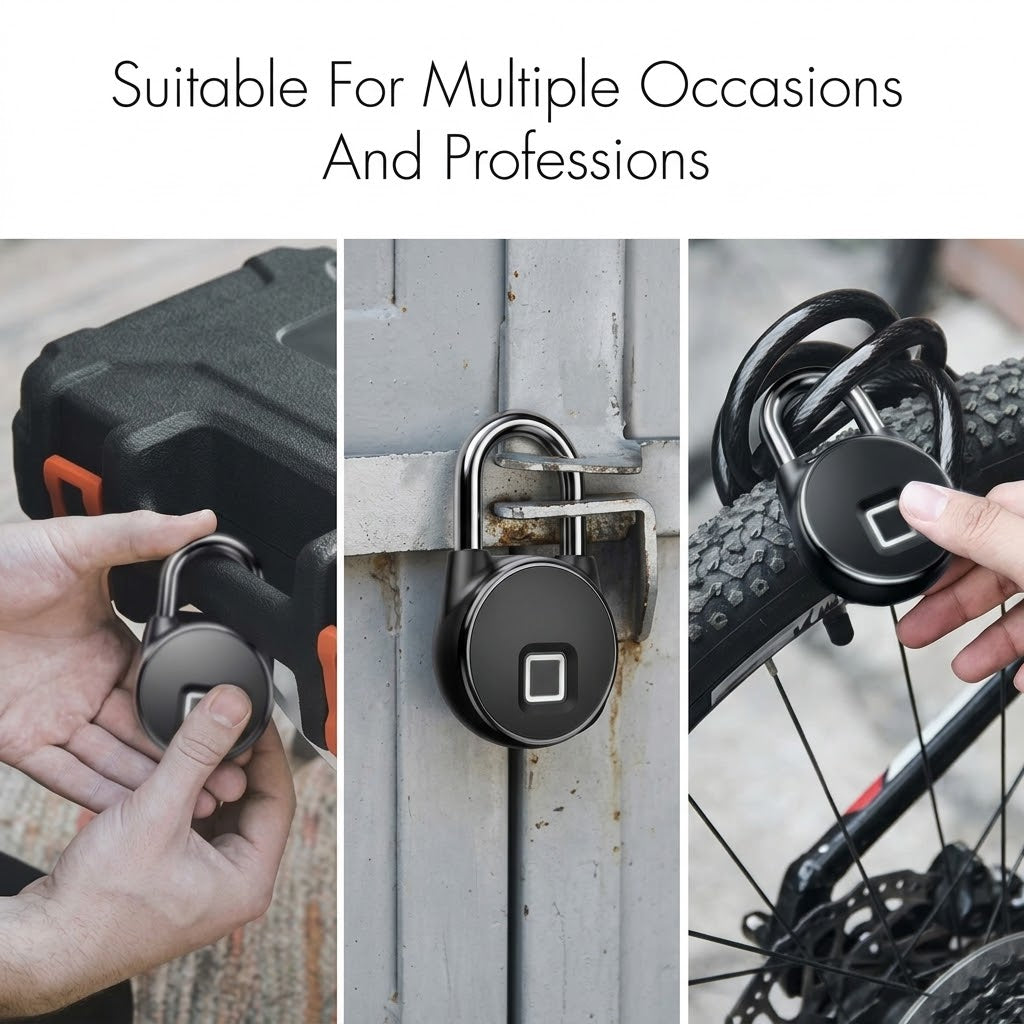 Smart fingerprint padlock with Bluetooth app control and weatherproof design