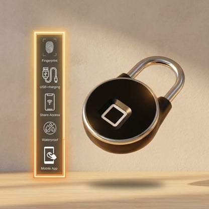 Smart fingerprint padlock with Bluetooth app control and weatherproof design