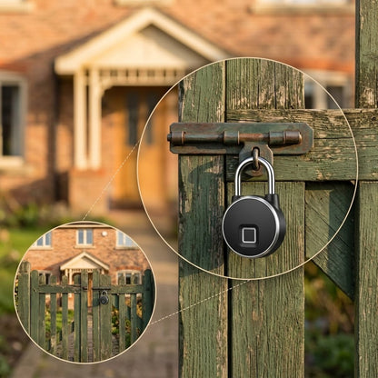 Smart fingerprint padlock with Bluetooth app control and weatherproof design