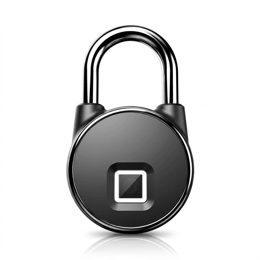 Smart fingerprint padlock with Bluetooth app control and weatherproof design