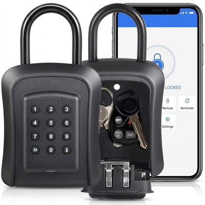 Smart outdoor key safe with weatherproof design, app and password control