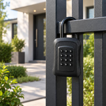 Smart outdoor key safe with weatherproof design, app and password control