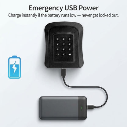 Smart outdoor key safe with weatherproof design, app and password control