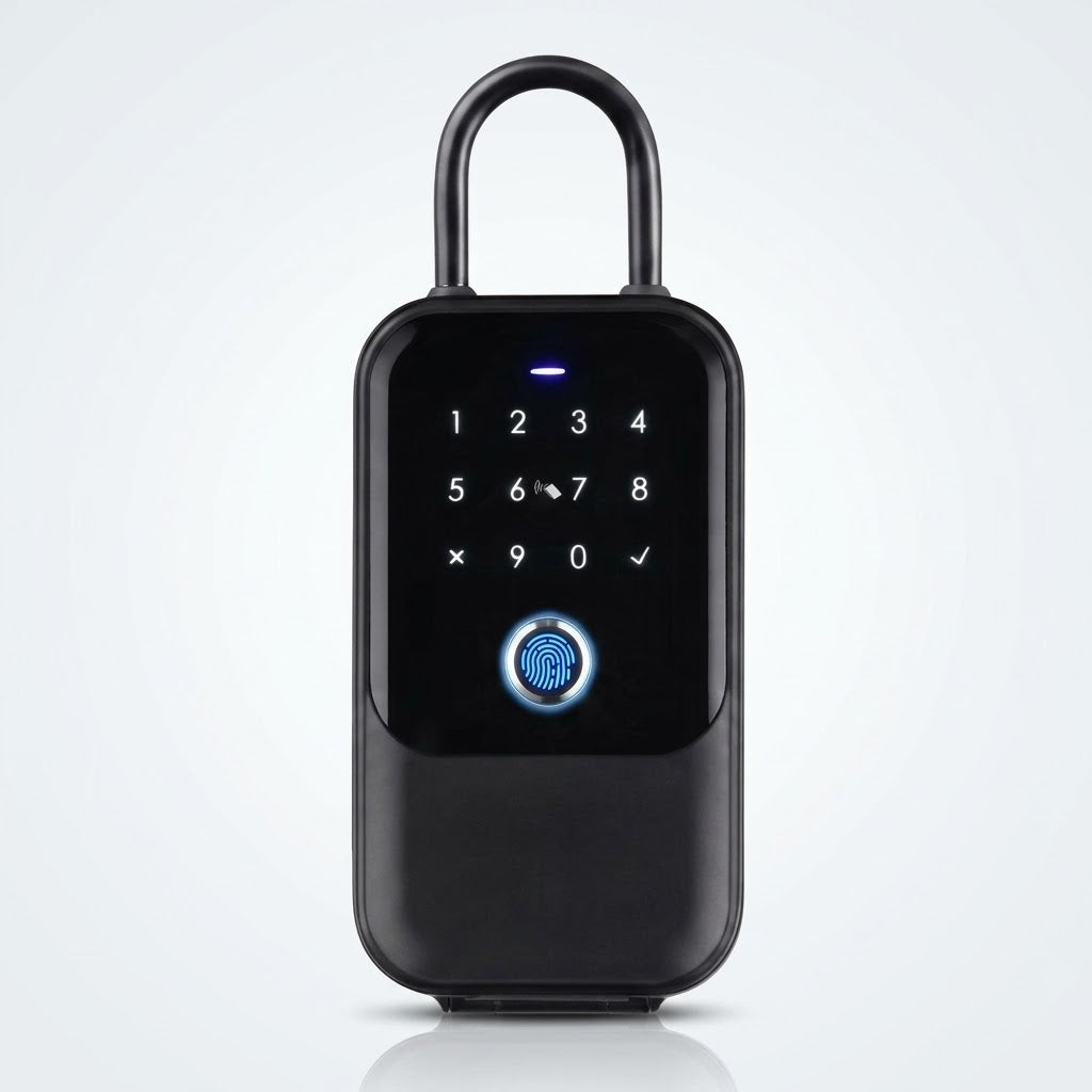 Smart Wi-Fi lockbox with fingerprint, card, app and key access
