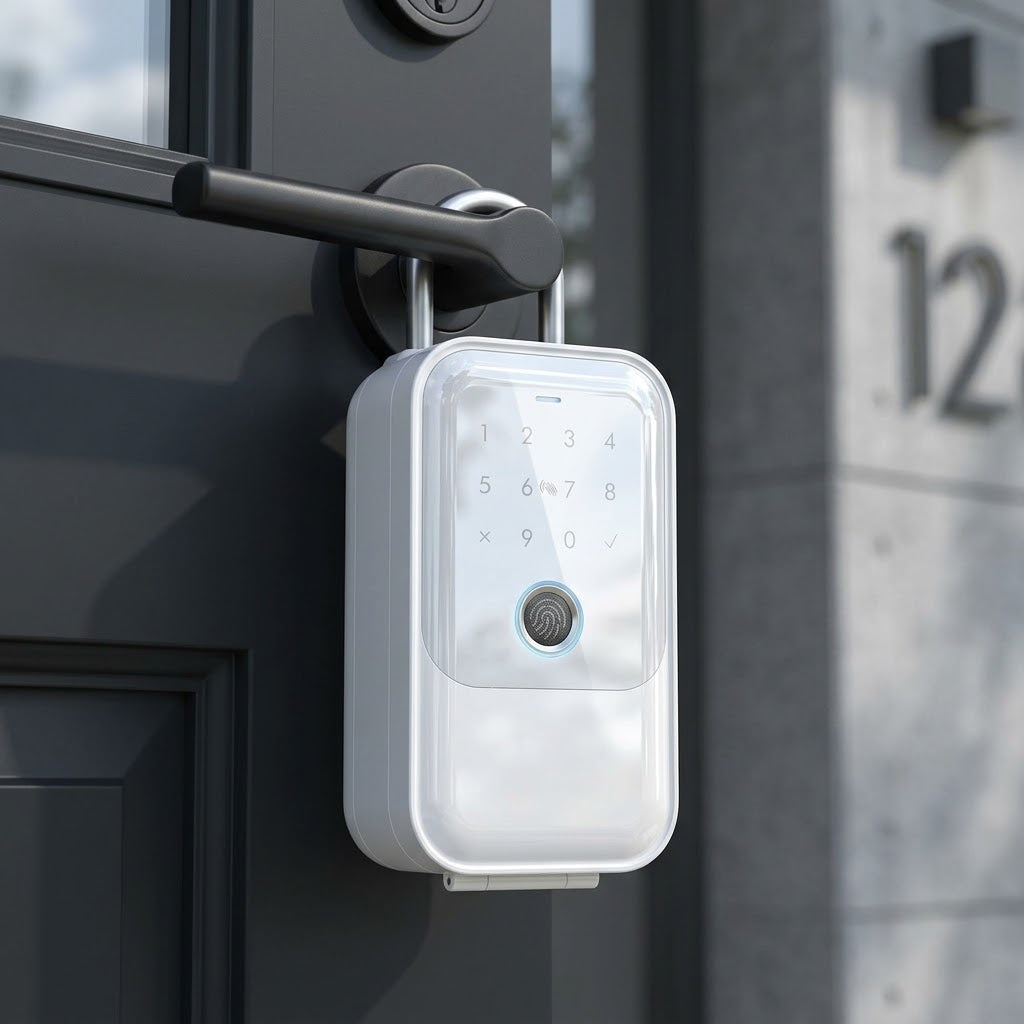 Smart Wi-Fi lockbox with fingerprint, card, app and key access