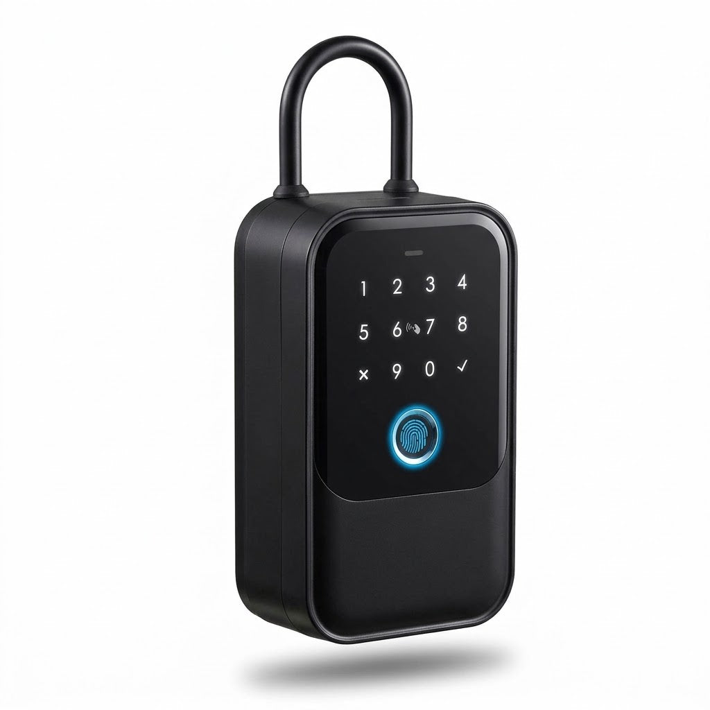 Smart Wi-Fi lockbox with fingerprint, card, app and key access