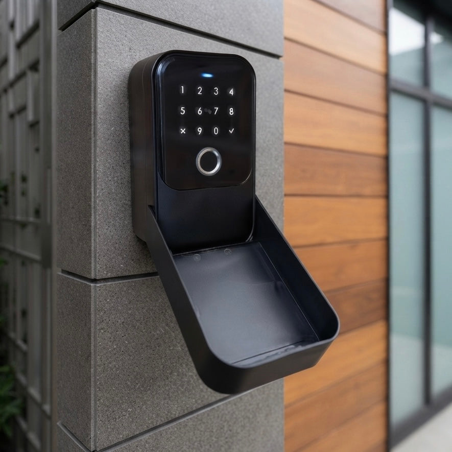 Smart Wi-Fi lockbox with fingerprint, card, app and key access