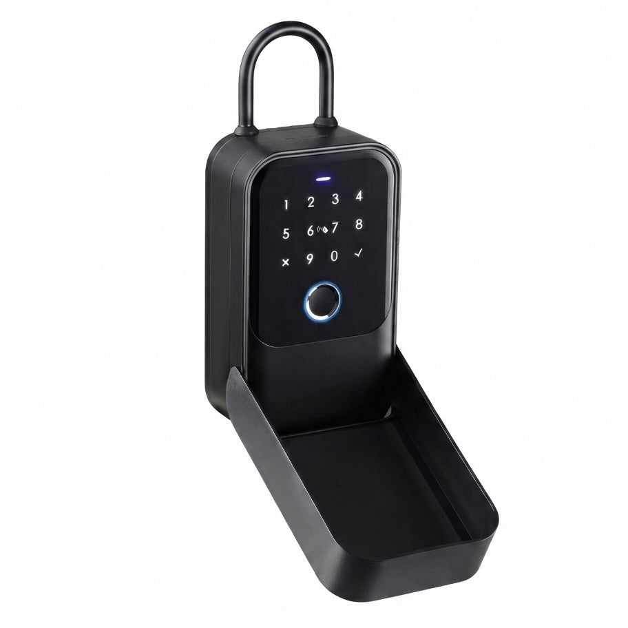 Smart Wi-Fi lockbox with fingerprint, card, app and key access