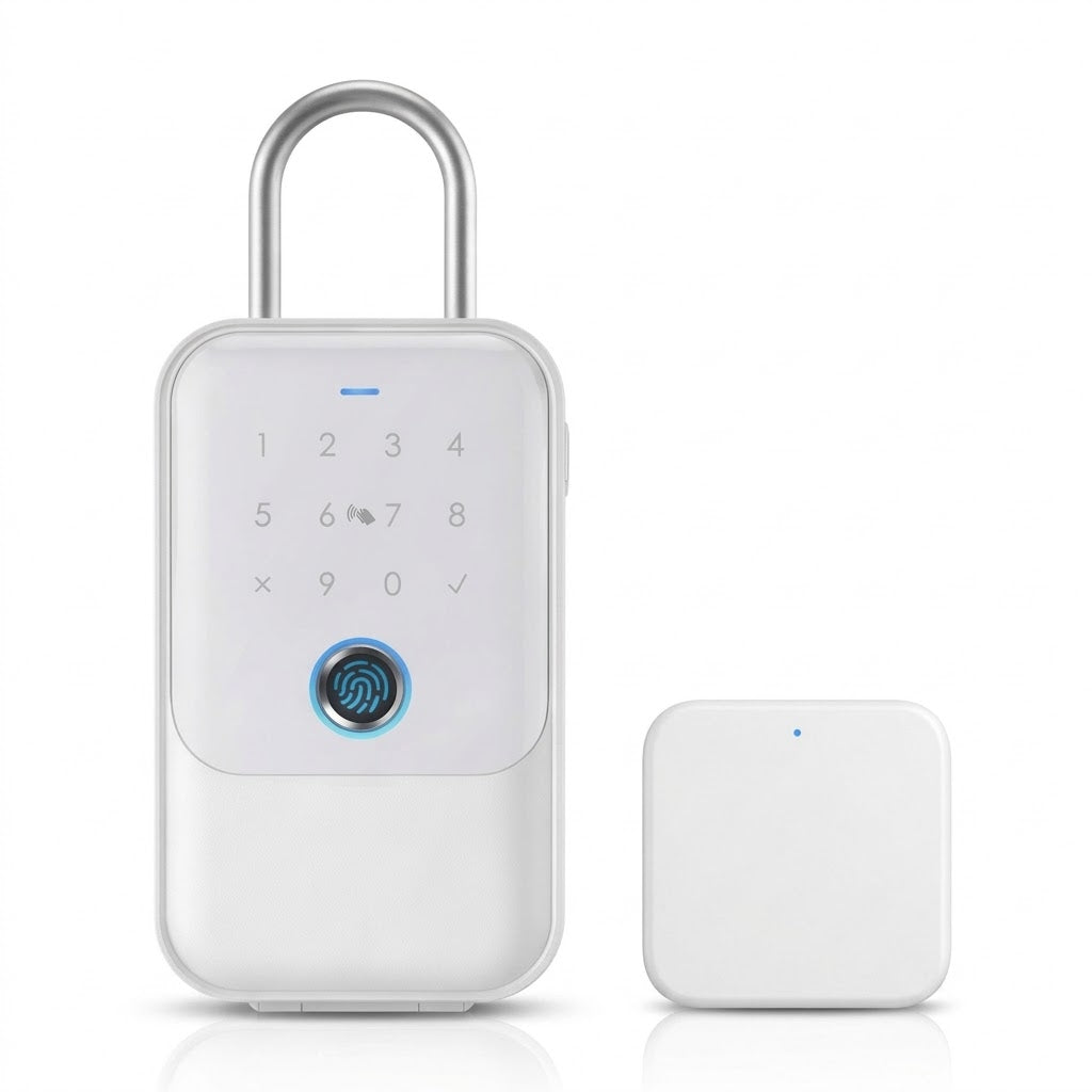 Smart Wi-Fi lockbox with fingerprint, card, app and key access