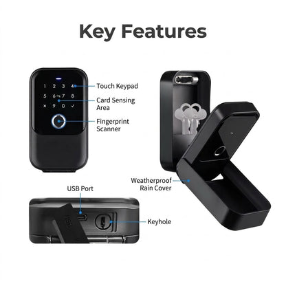 Smart Wi-Fi lockbox with fingerprint, card, app and key access